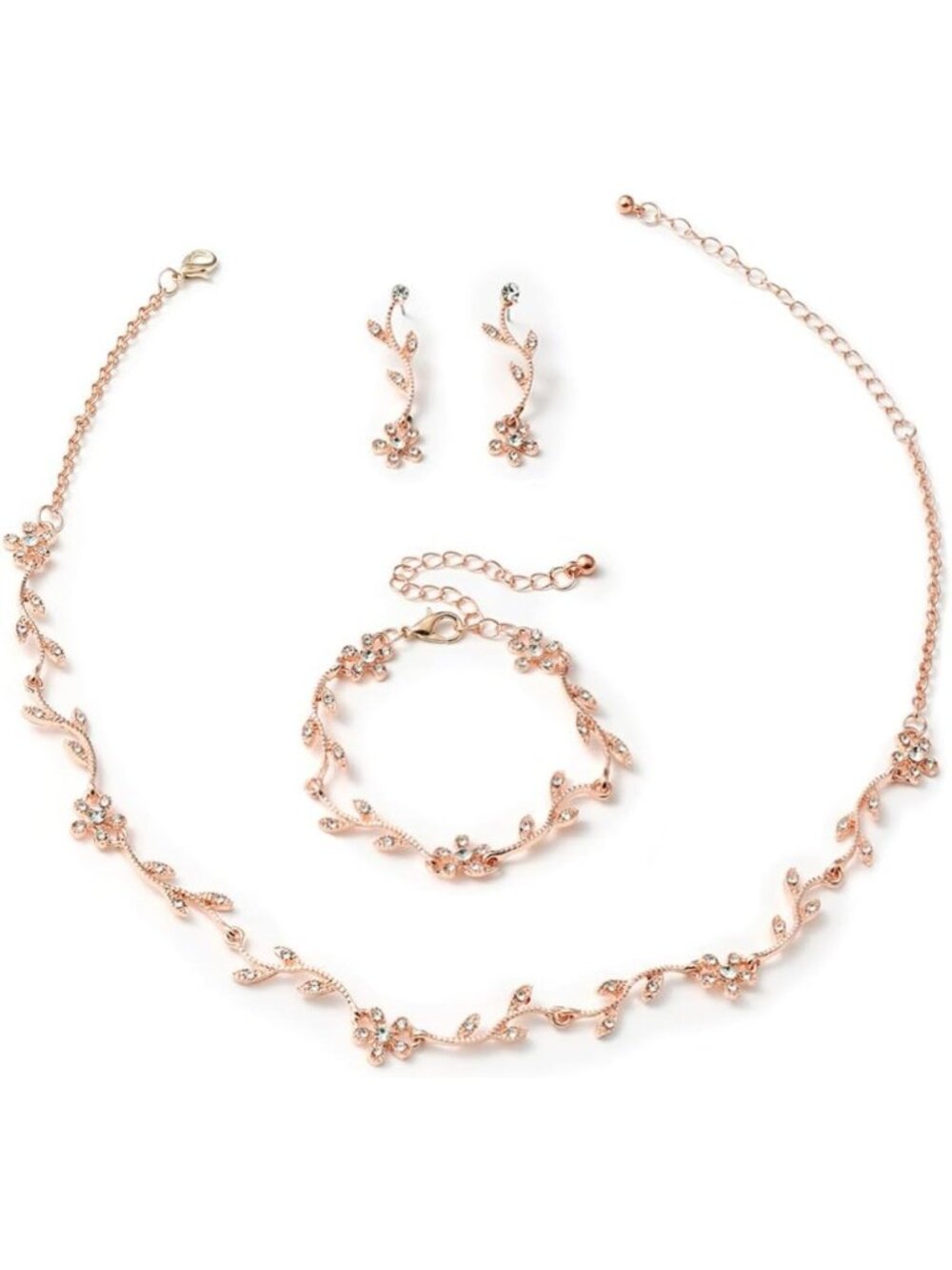 Elegant Crystal Bridal Jewelry Set - Rhinestone Choker, Earrings & Bracelet for